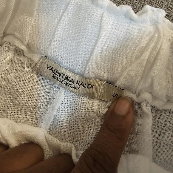 Valentina Naldi Linen Boho White Lace Trim High Rise Coastal Shorts Size 2 - Picture 4 of 6